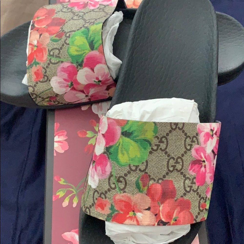Gucci floral slides